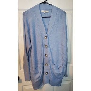 Loft Sweater Cardigan Small Blue Soft Full Button Long Sleeve Cozy